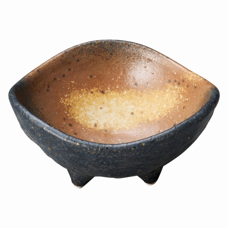金正陶器 黒備前吹き 三ッ山三つ足小鉢 1個(ご注文単位1個)【直送品】