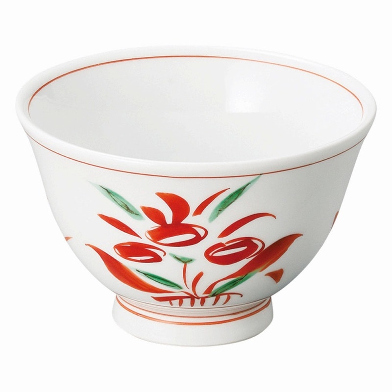 金正陶器 強化磁器 手描き赤絵花 反千茶 1個(ご注文単位1個)【直送品】