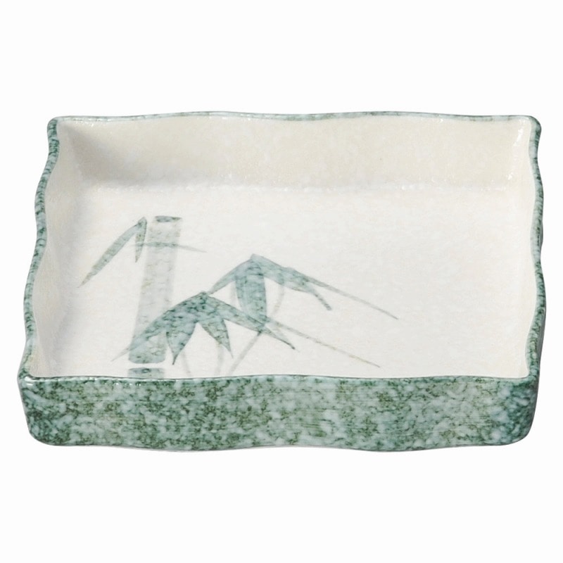 金正陶器 グリーン淡雪笹 波角中鉢 1個(ご注文単位1個)【直送品】