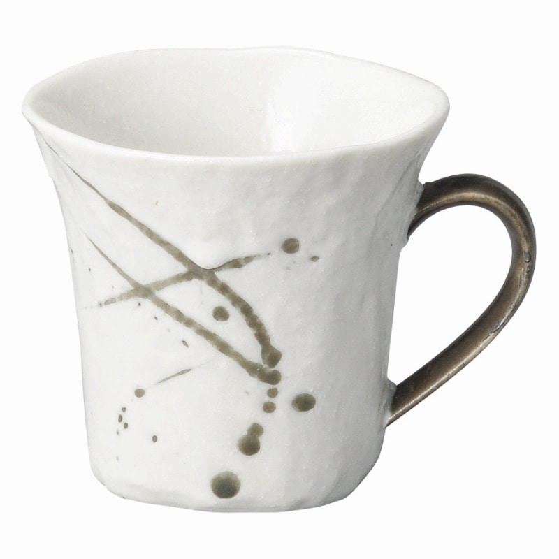 金正陶器 筆流し白 白反コーヒー碗 1個(ご注文単位1個)【直送品】