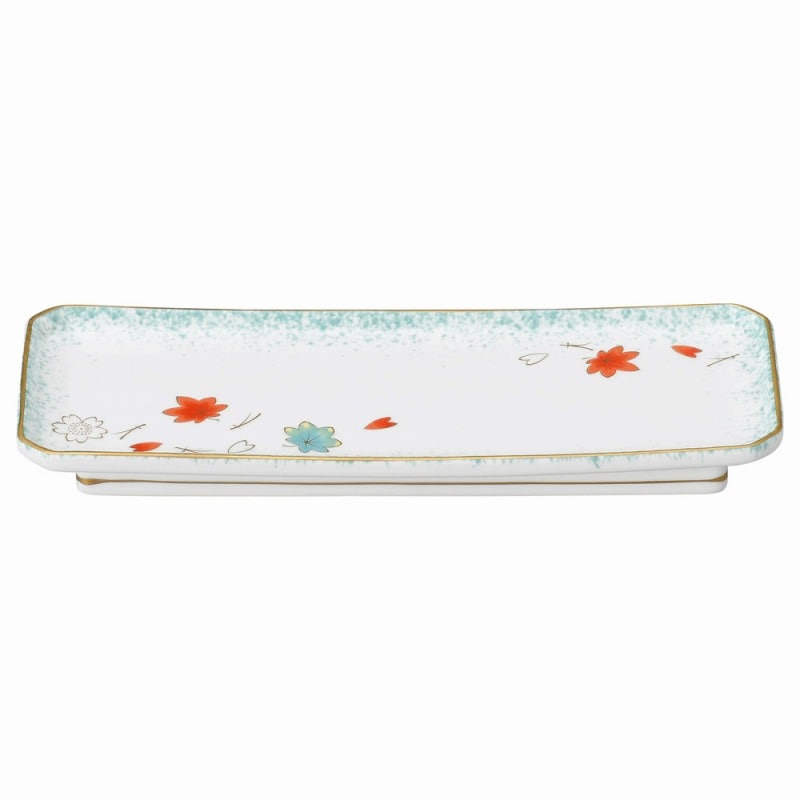 金正陶器 ひすい吹吉祥(強化) 四ツ切付出皿 1個(ご注文単位1個)【直送品】
