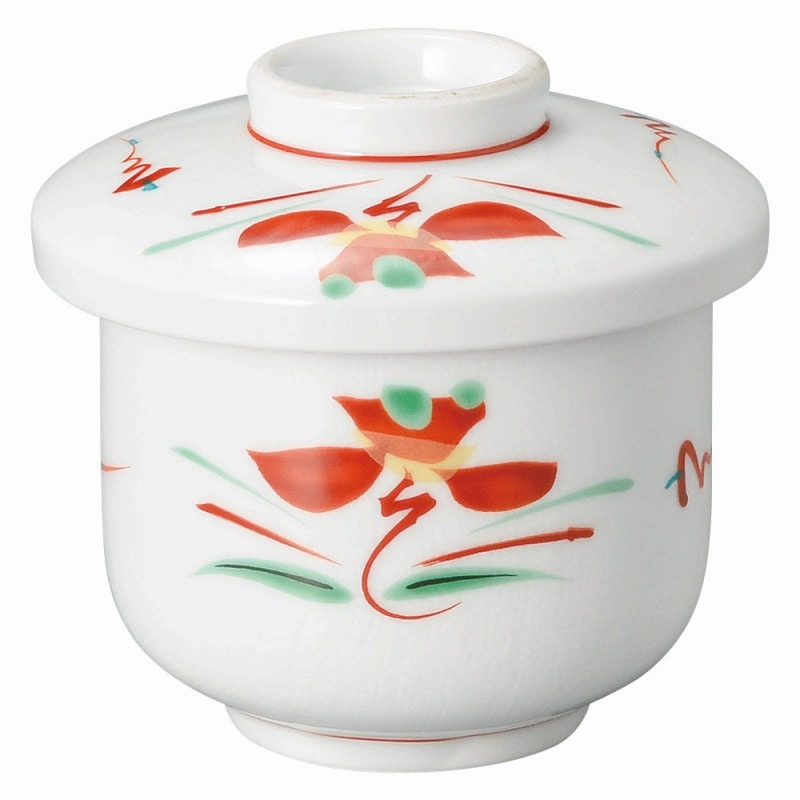 金正陶器 赤絵花紋 むし碗 1個(ご注文単位1個)【直送品】