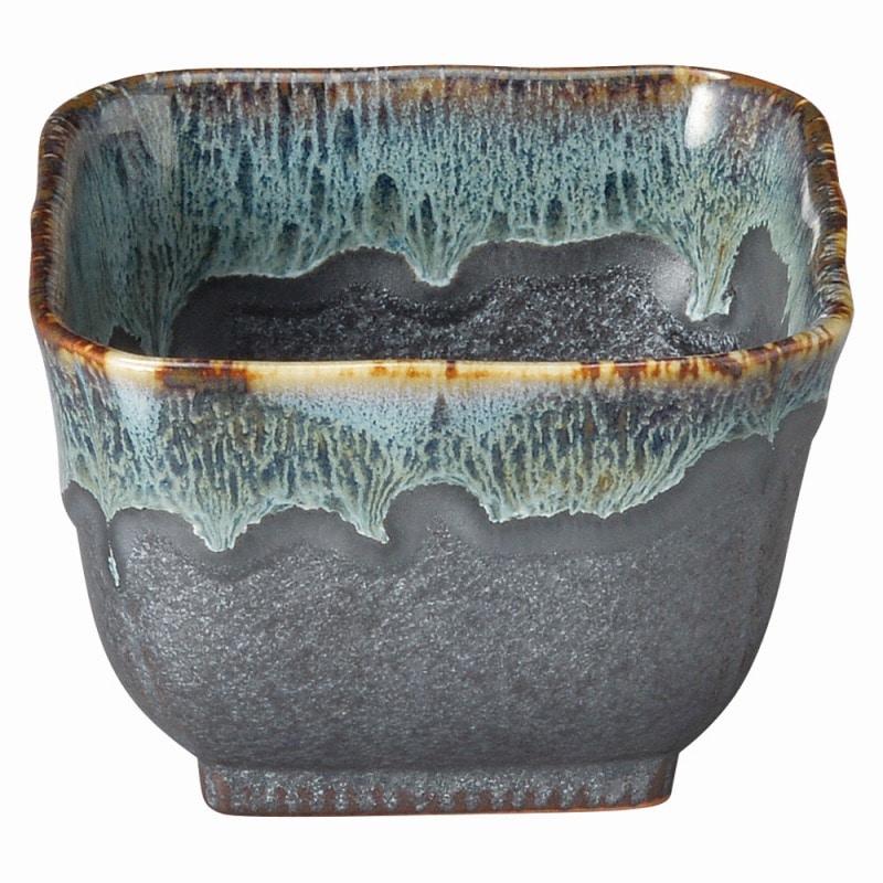 金正陶器 ブルー鉄釉 角3.5丼 1個(ご注文単位1個)【直送品】
