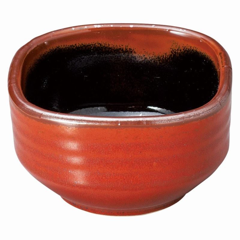 金正陶器 朱赤天目 四角3.6小鉢 1個(ご注文単位1個)【直送品】