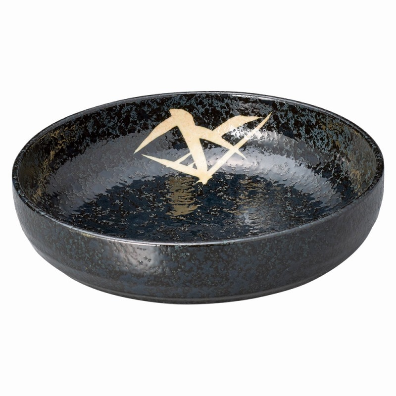 金正陶器 黒藍染笹 6.8浅口ボール 1個(ご注文単位1個)【直送品】