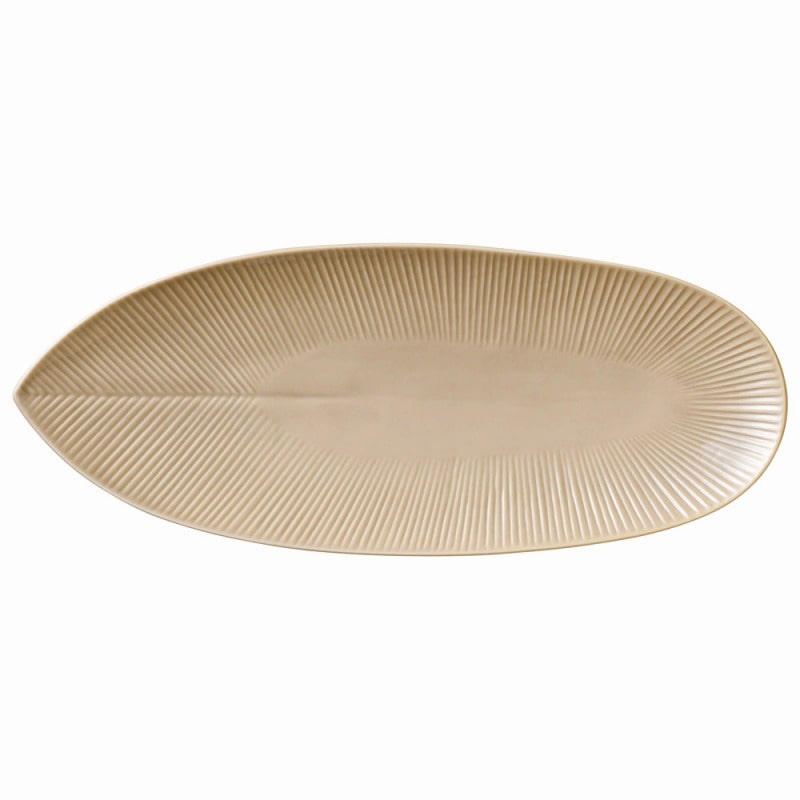 金正陶器 ナチュラルモア ベージュ 32cm長皿 大 1個(ご注文単位1個)【直送品】