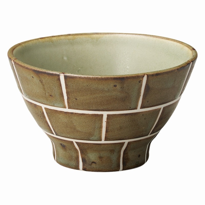 金正陶器 クラフトレンガ 高台茶碗 茶 1個(ご注文単位1個)【直送品】