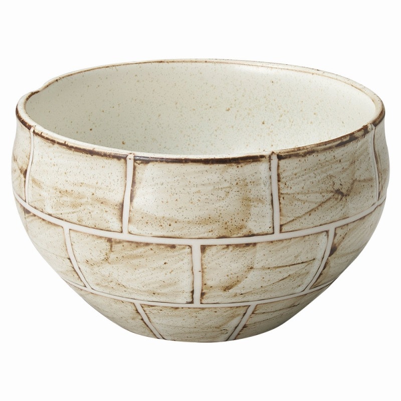 金正陶器 クラフトレンガ なごみ碗中 白 1個(ご注文単位1個)【直送品】