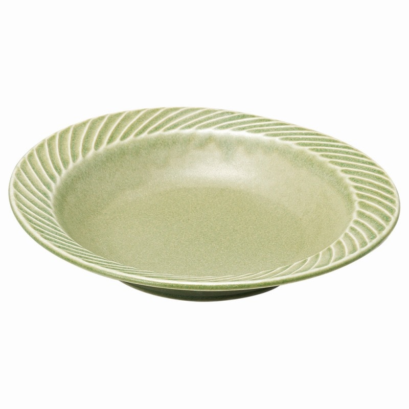 金正陶器 タークカレー、パスタ皿 マットグリーン 1個(ご注文単位1個)【直送品】