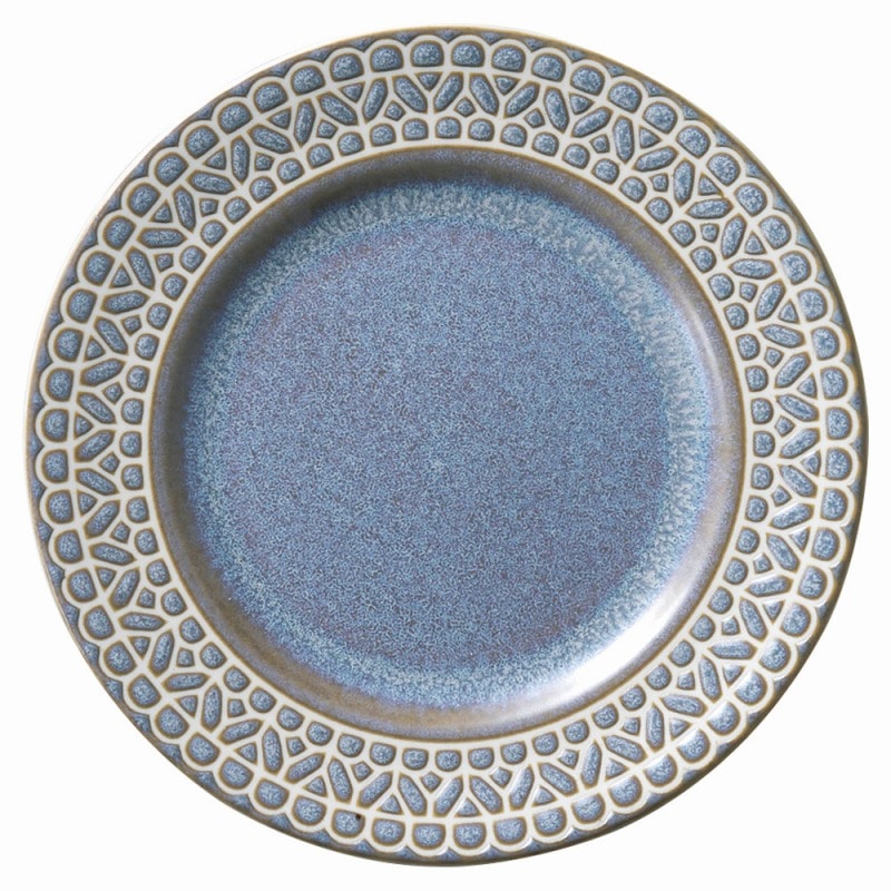 金正陶器 レース窯変 グレー17cmリム型皿 1個(ご注文単位1個)【直送品】
