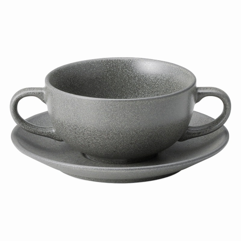 金正陶器 フォンテサンドグレー 両手スープカップ 1個(ご注文単位1個)【直送品】