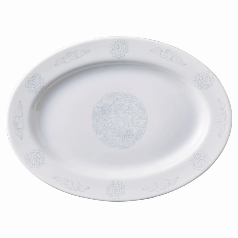 金正陶器 白盛鳳凰 リム玉12吋プラター 1個(ご注文単位1個)【直送品】