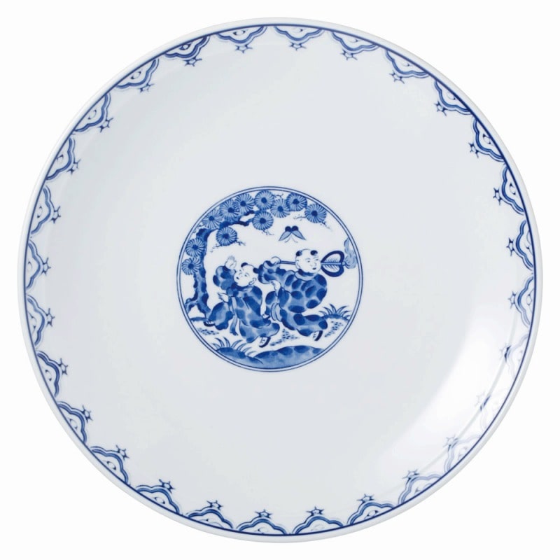 金正陶器 青地唐子 10.0皿 1個(ご注文単位1個)【直送品】