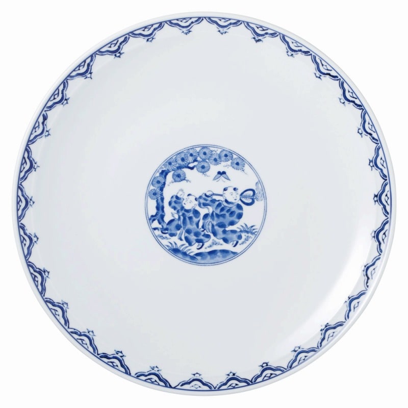 金正陶器 青地唐子 11.0皿 1個(ご注文単位1個)【直送品】