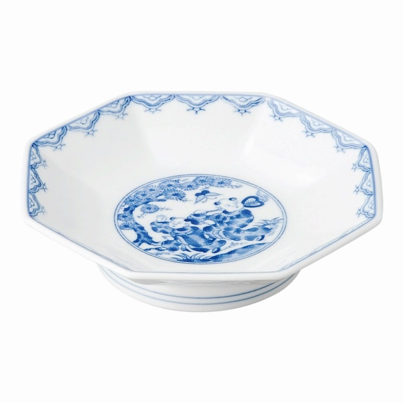 金正陶器 青地唐子 6.5八角高台皿 1個(ご注文単位1個)【直送品】