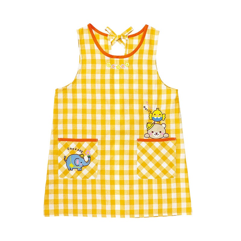 ㈱アーテックアニマルギンガムチェックエプロン イエロー 1枚(ご注文単位1枚)【直送品】