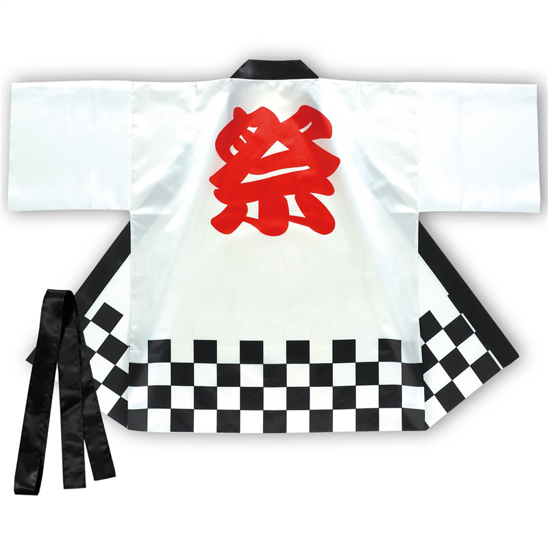 アーテック サテンハッピ 祭 市松柄 白 L 1枚(ご注文単位1枚)【直送品】