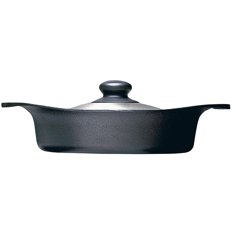 柳宗理　南部鉄器　鉄鍋（ステンレス蓋付） 浅型　22cm 1箱（ご注文単位1箱）【直送品】