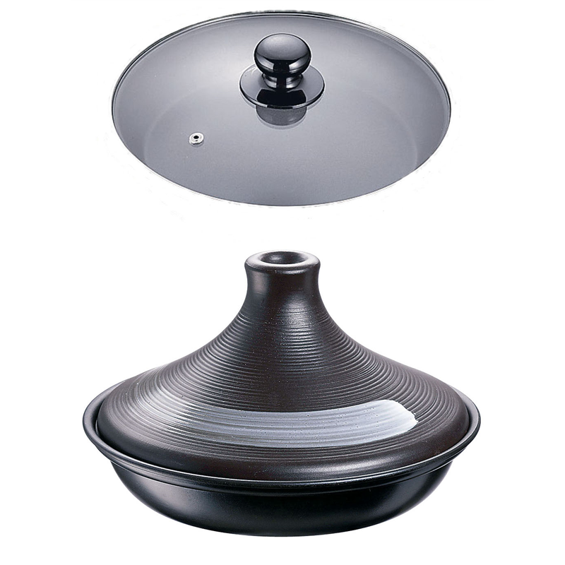 ブローディア　IHタジン鍋（ガラス蓋付） 19cm　茶　3008 1箱（ご注文単位1箱）【直送品】