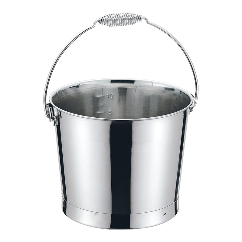 18-8プレスバケツ（目盛付）バネ把手 10L 1袋（ご注文単位1袋）【直送品】