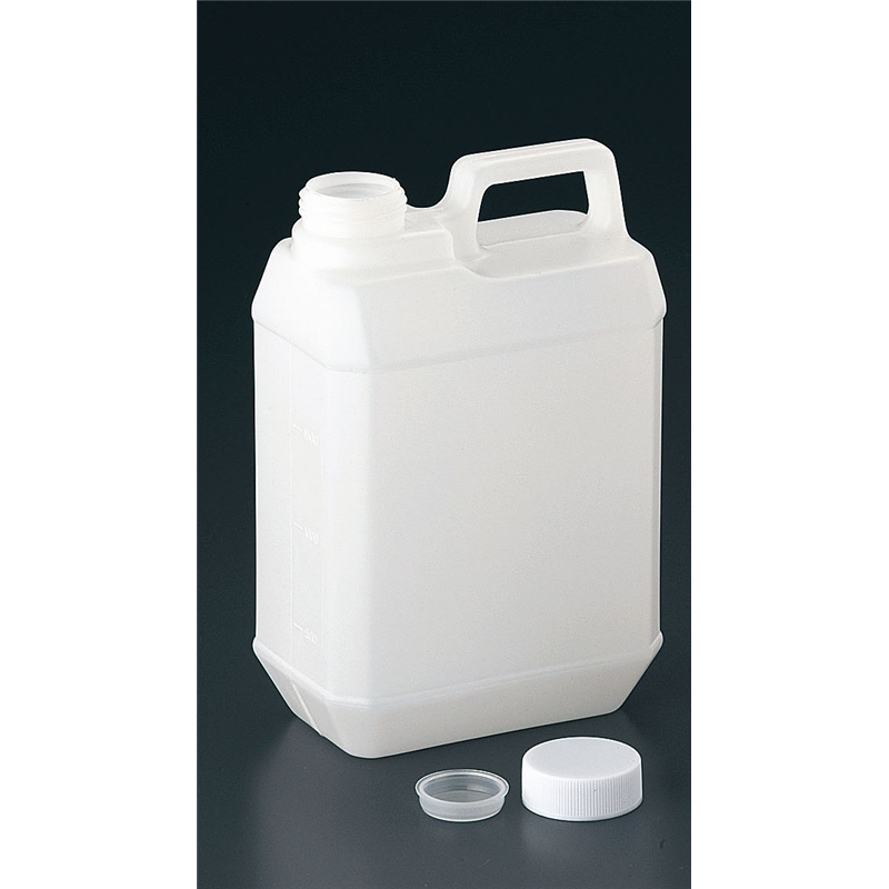 PE 手付平角ボトル 2L (中栓・キャップ付) 1個(ご注文単位1個)【直送品】