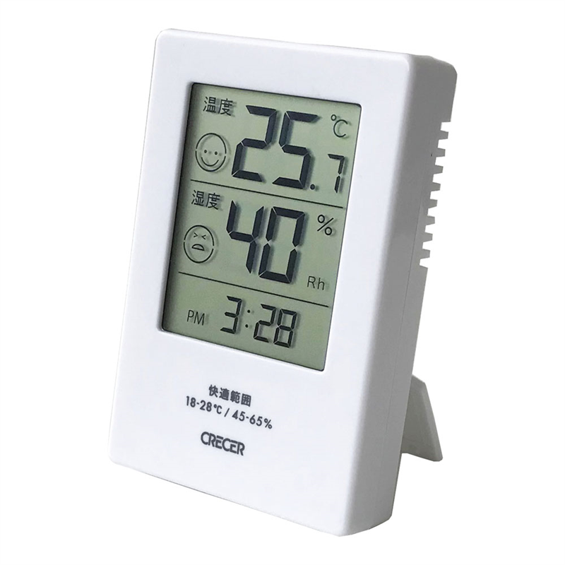 時計付デジタル温湿度計 CR-2600 W ホワイト 1個(ご注文単位1個)【直送品】