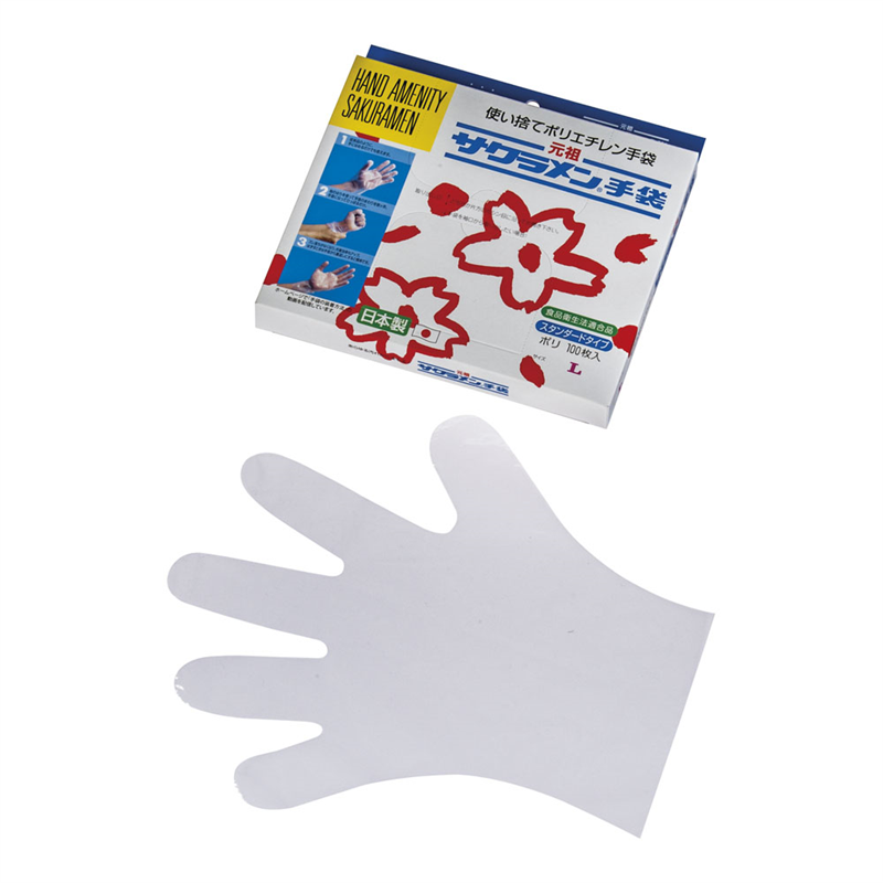 サクラメンスタンダード手袋（100枚入） L　ポリ透明 1箱（ご注文単位1箱）【直送品】