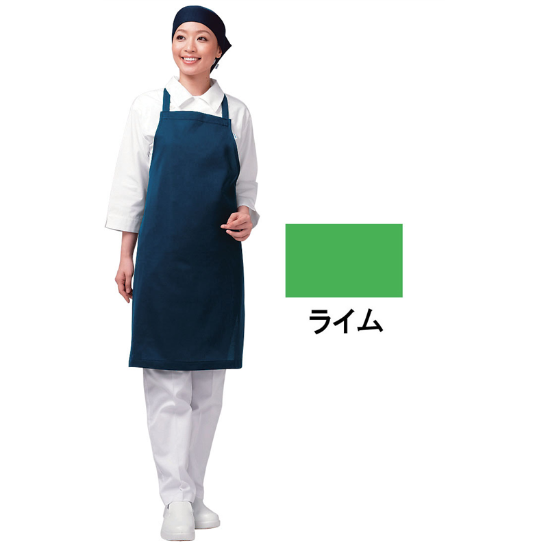 アイメッシュエプロン　たすき掛けタイプ E5200　22Tライム 1袋（ご注文単位1袋）【直送品】