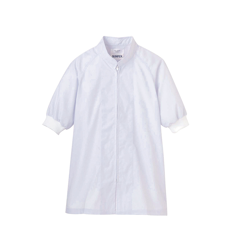 男女兼用半袖コート　FA-302 （ホワイト）M 1袋（ご注文単位1袋）【直送品】