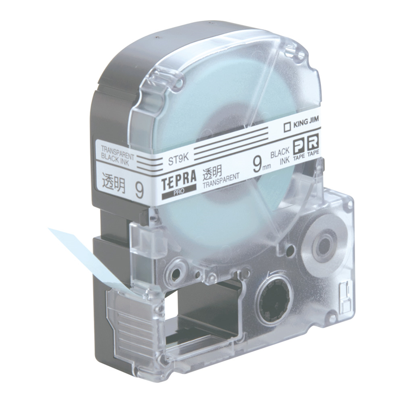 テプラPRO用透明ラベル 黒文字 9mm幅 ST9K 1箱(ご注文単位1箱)【直送品】