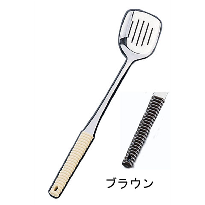 18-8味道楽　湯豆腐スプーン　小 ブラウン 1袋（ご注文単位1袋）【直送品】