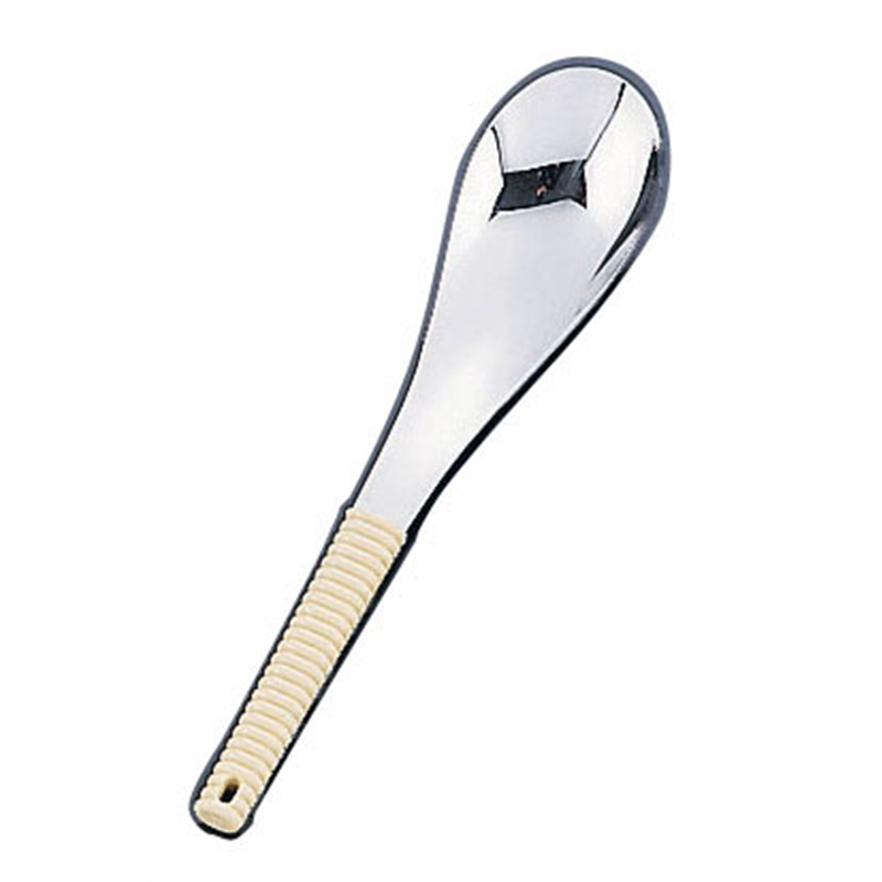18-8味道楽　レンゲスプーン　穴無 アイボリー 1袋（ご注文単位1袋）【直送品】