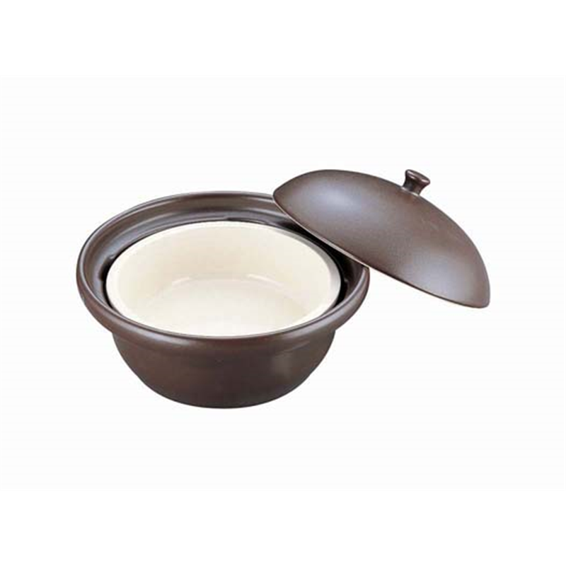萬来鍋 丸型こげ茶 (蒸気二重鍋方式) 大 2~4人前用 1箱(ご注文単位1箱)【直送品】
