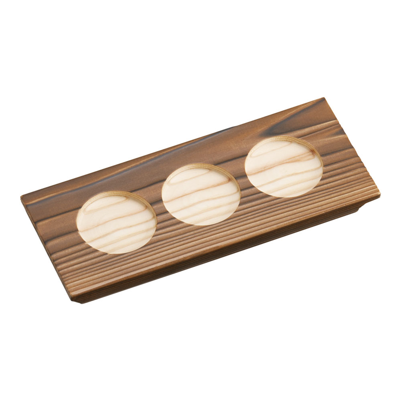 利き酒トレイ　焼杉 3穴　16228 1袋（ご注文単位1袋）【直送品】