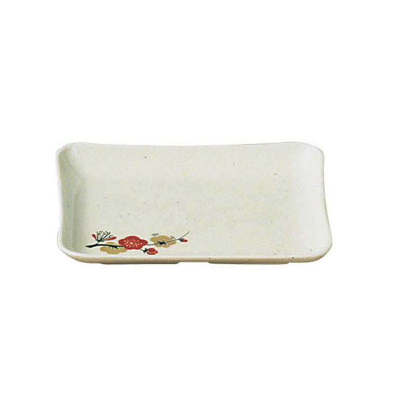 メラミン「元禄梅」 角皿(大)切立 U-29 1袋(ご注文単位1袋)【直送品】