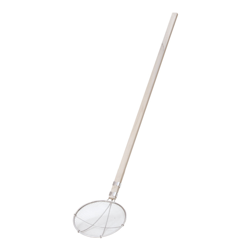 TS　ステンレス木柄給食用すくい網　丸型 24cm　荒目（6.5メッシュ） 1個（ご注文単位1個）【直送品】