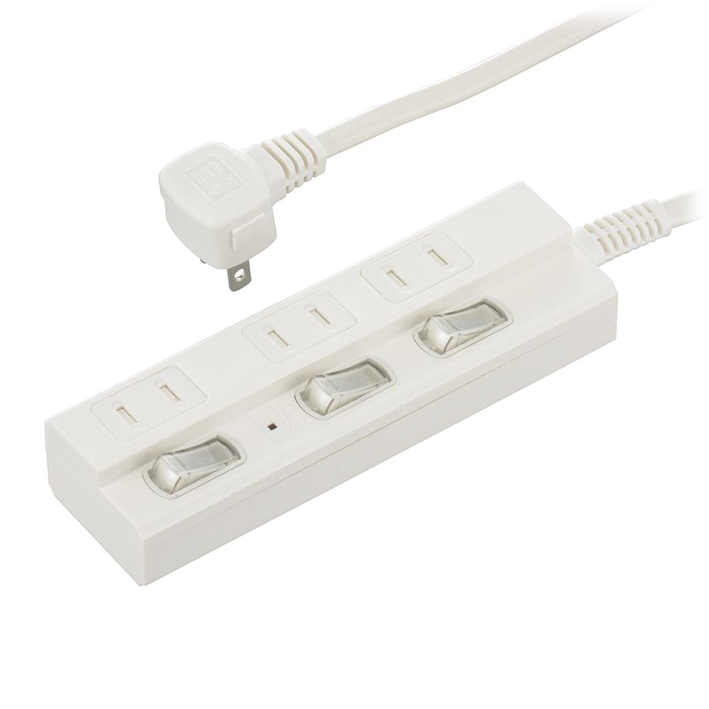 オーム電機 HS-TPK32W-22 00-1569 節電タップ 雷ガード 3個口 2m（ご注文単位1袋）【直送品】