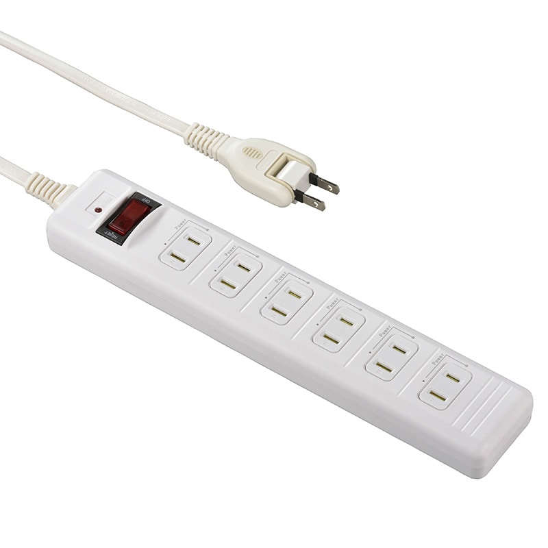 オーム電機 HS-T63HJ3-W 00-2219 発煙ガード・スイッチ付タップ 6個口 3m(ご注文単位1袋)【直送品】