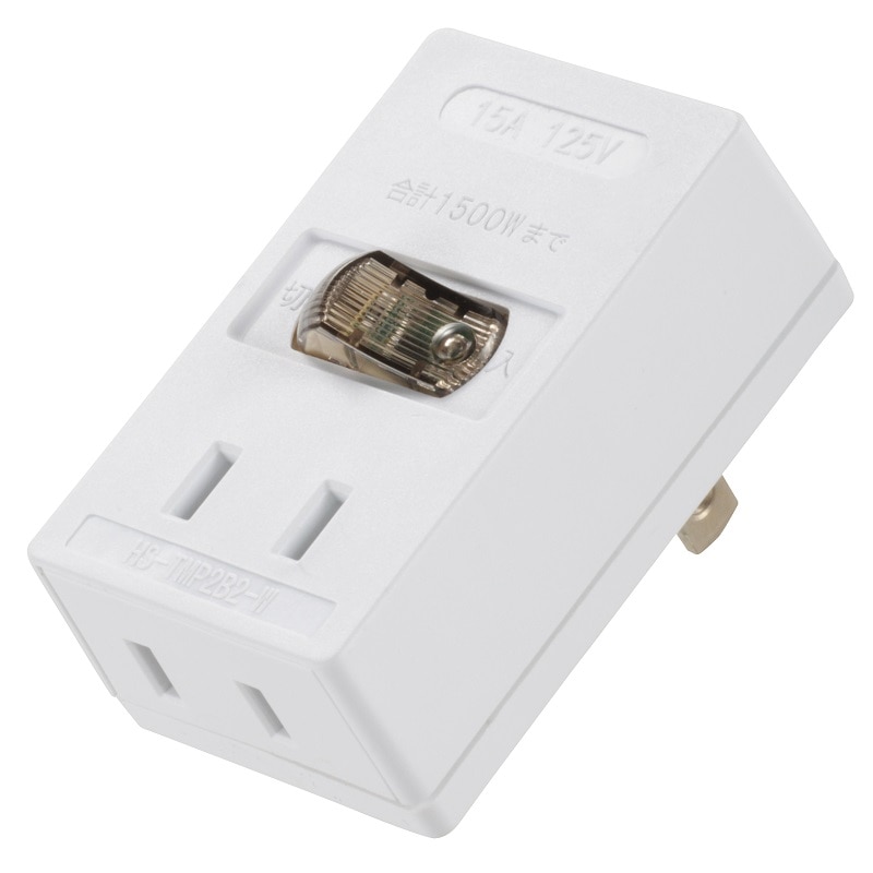オーム電機 HS-TMP2B2-W 00-2241 LEDスイッチタップ 2個口(ご注文単位1袋)【直送品】
