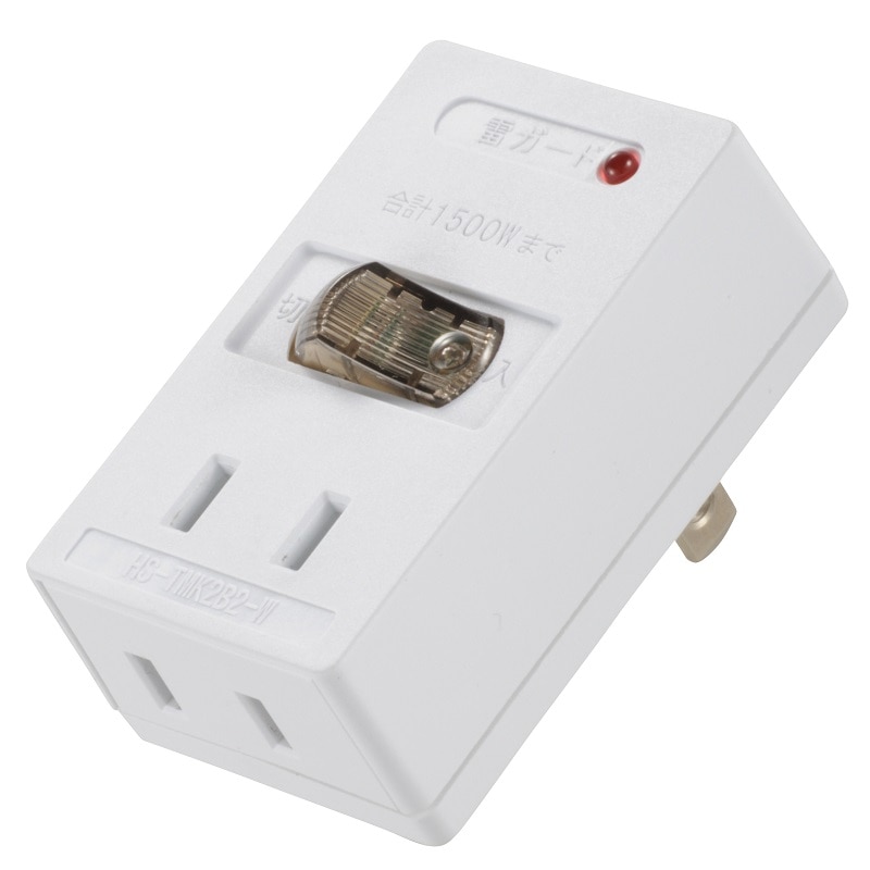 オーム電機 HS-TMK2B2-W 00-2242 雷ガード付LEDスイッチタップ 2個口(ご注文単位1袋)【直送品】