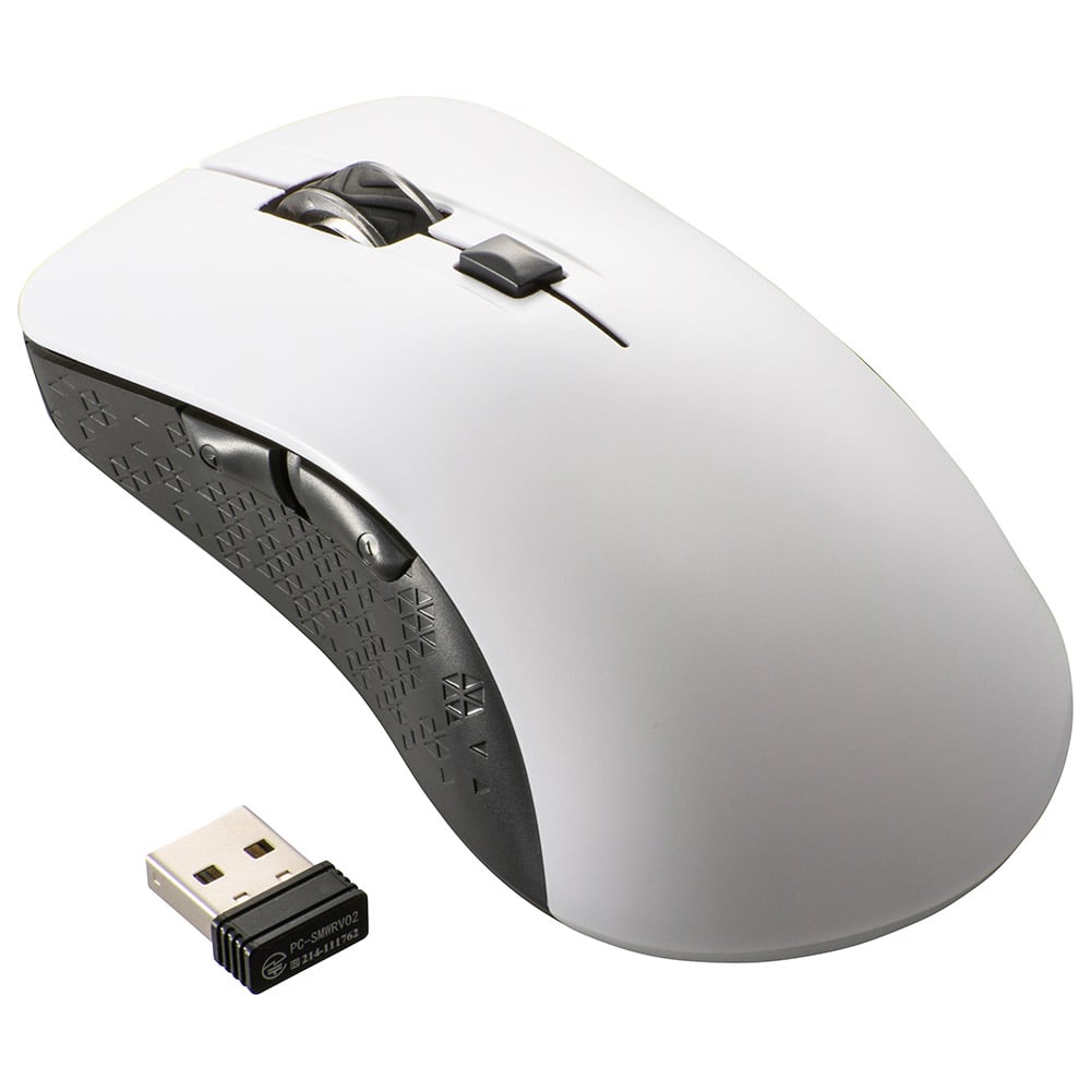 オーム電機 PC-SMW21BS5LR-W 01-3983 静音ワイヤレスマウス BlueLED Lサイズ 抗菌 ホワイト（ご注文単位1袋）【直送品】
