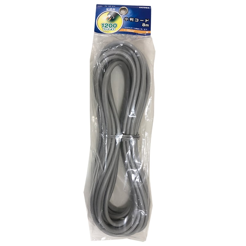 オーム電機 VCTFK1.258M 04-7354 小判コード 1.25mm2 灰 8m(ご注文単位1袋)【直送品】