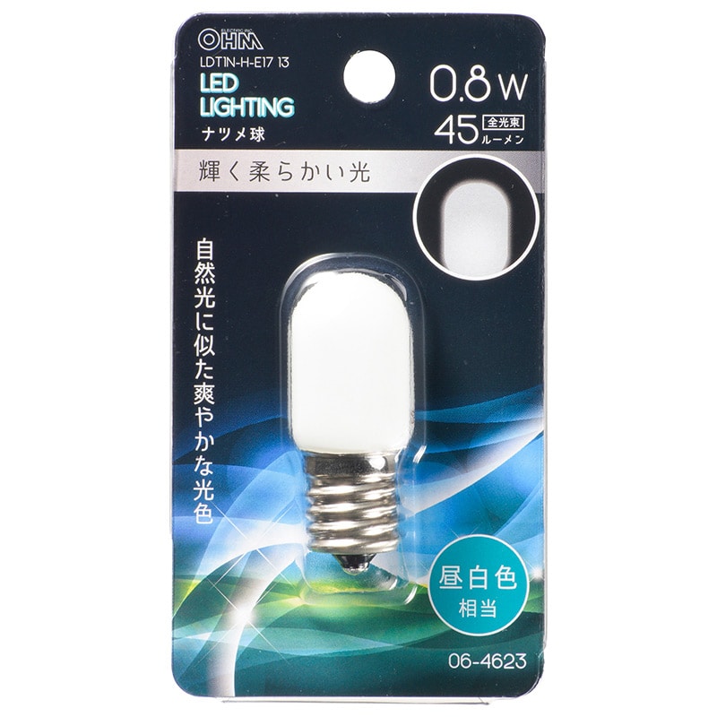 オーム電機 LDT1N-H-E1713 06-4623 LEDナツメ球装飾用 T20/E17/0.8W/48lm/昼白色（ご注文単位1袋）【直送品】
