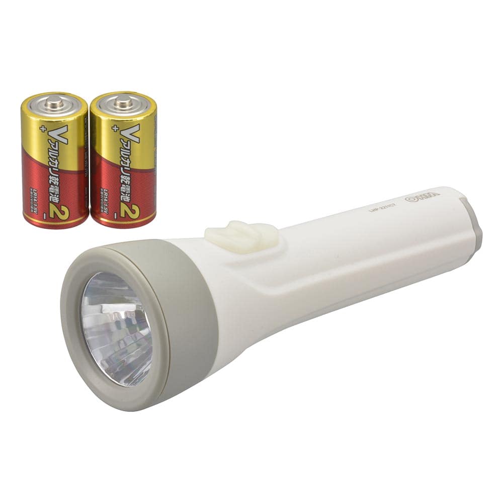 オーム電機 LHP-2211C7 08-0923 LED懐中ライト 単2形乾電池×2本付き 110ルーメン（ご注文単位1袋）【直送品】