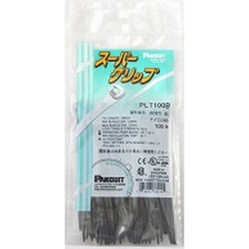 オーム電機 PLT100B 14-2057 パンドウイット 結束バンド ロックタイ スーパーグリップ 耐候 ブラック 100mm 100本（ご注文単位1袋）【直送品】