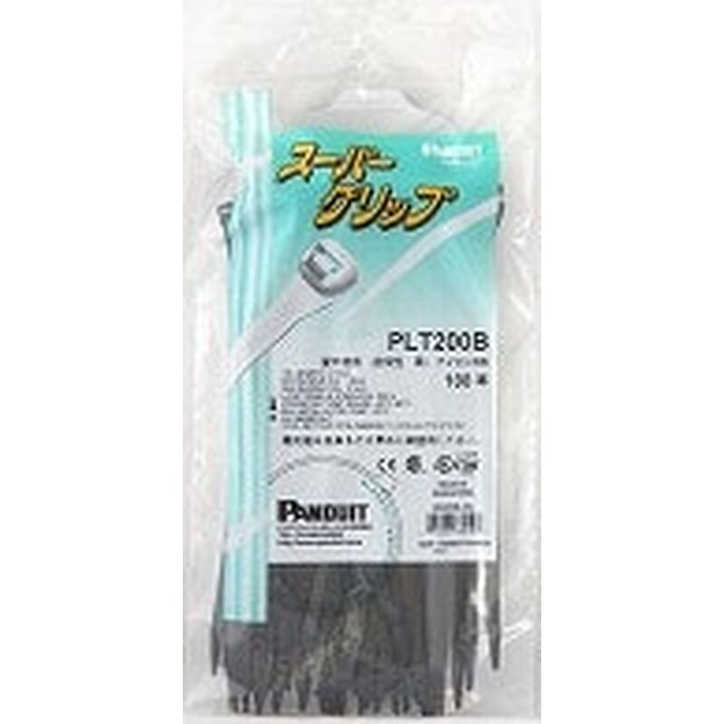 オーム電機 PLT200B 14-2059 パンドウイット 結束バンド ロックタイ スーパーグリップ 耐候 ブラック 200mm 100本（ご注文単位1袋）【直送品】