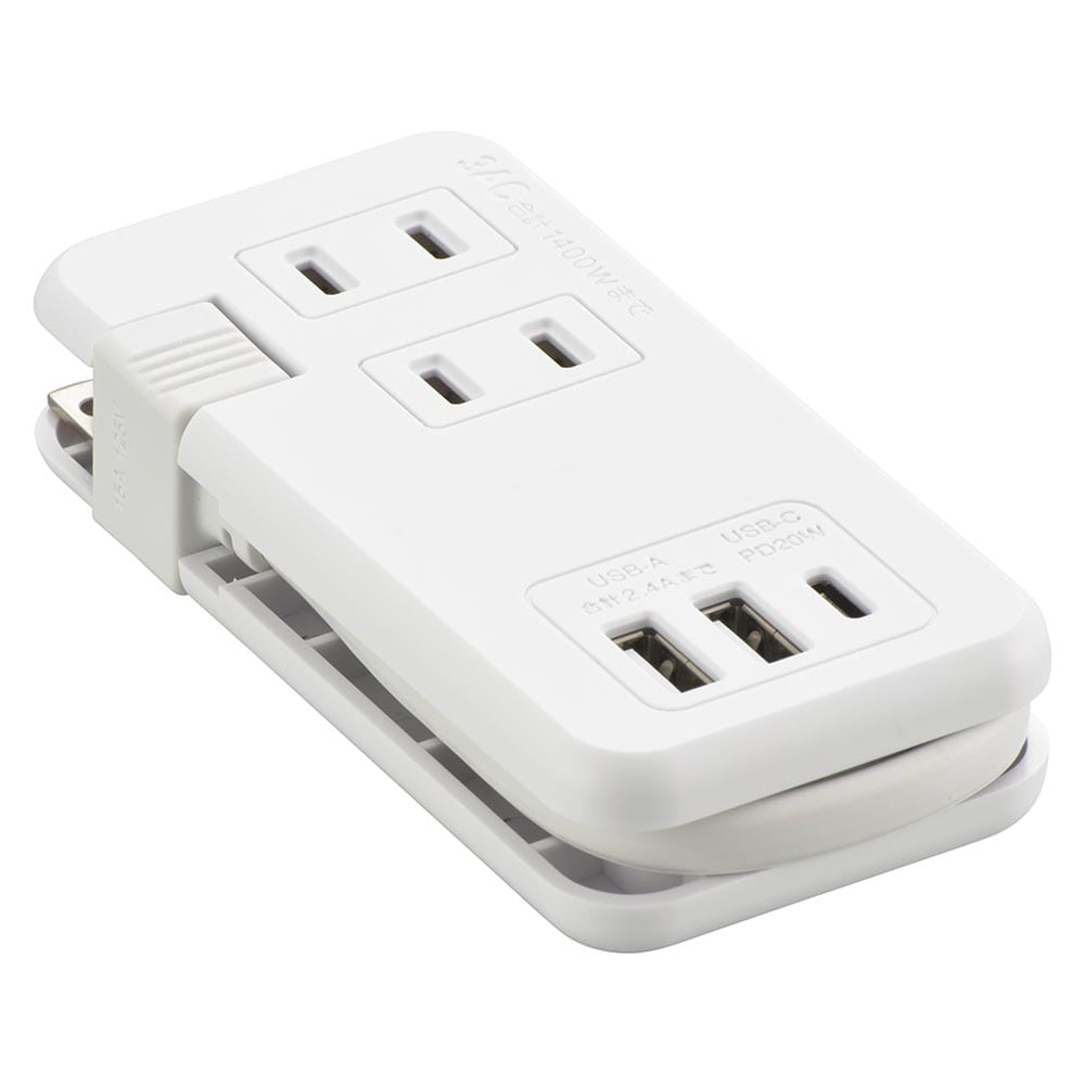 オーム電機 モバイルUSBタップ くるっと収納 PD対応 20W 1個（ご注文単位1個）【直送品】