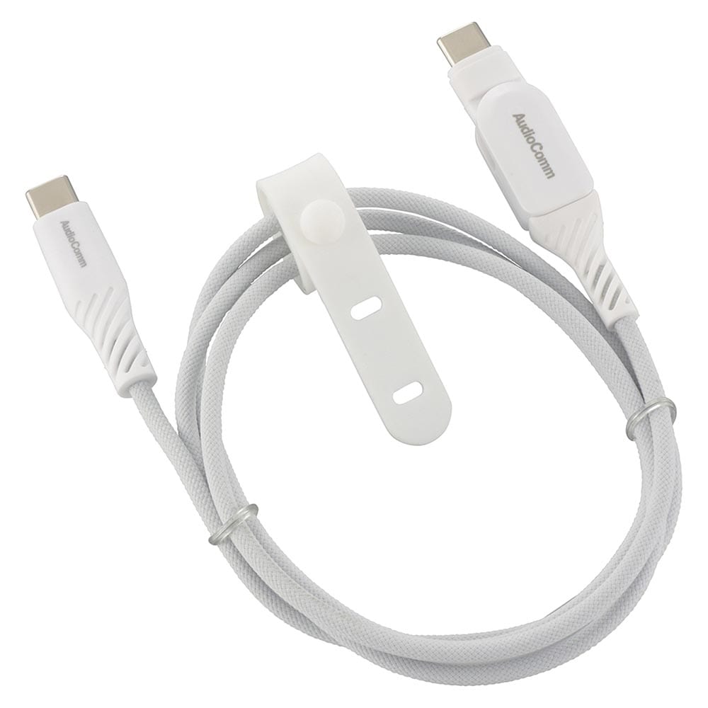 オーム電機 AudioComm さらさらUSBケーブル PD対応 Type-CtoC 片側スイング式 1ｍ 1個（ご注文単位1個）【直送品】