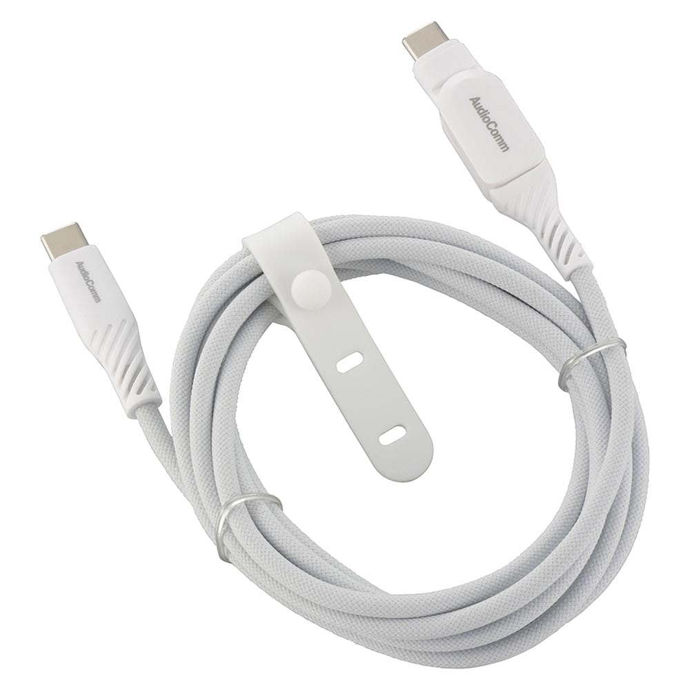 オーム電機 AudioComm さらさらUSBケーブル PD対応 Type-CtoC 片側スイング式 2ｍ 1個（ご注文単位1個）【直送品】