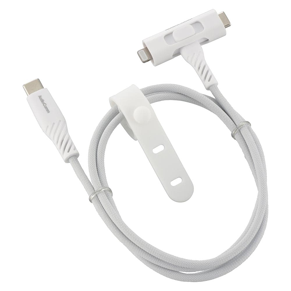 オーム電機 AudioComm さらさらUSBケーブル Lightning or Type-CtoC 片側切り換え式 1m 1個(ご注文単位1個)【直送品】